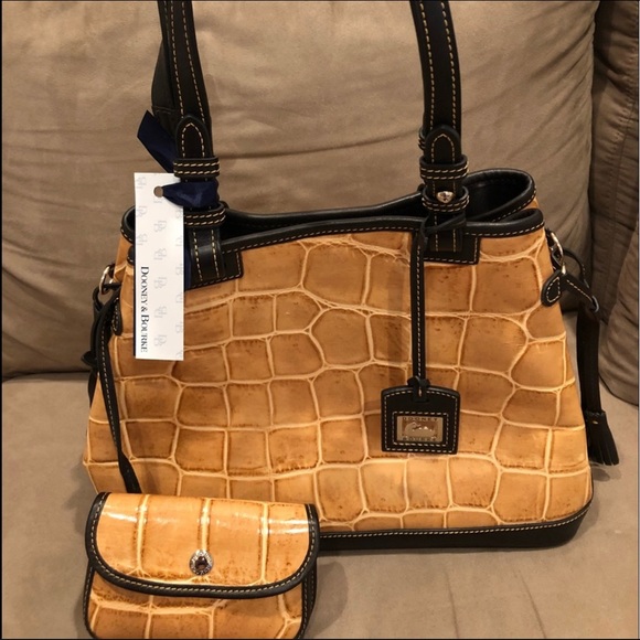Dooney & Bourke Leather Croco Embossed Satchel - Picture 1 of 7